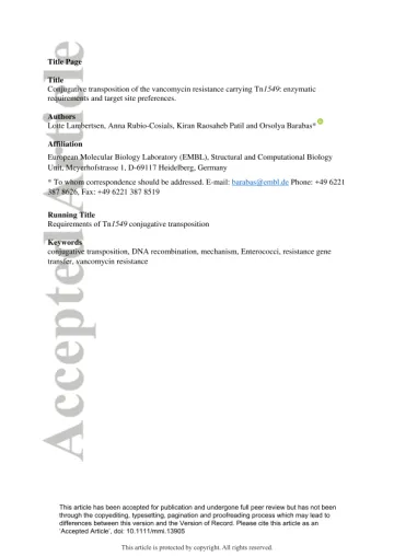 Conjugative transposition of the vancomycin resist